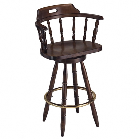 Captain Barstool with arms wood seat